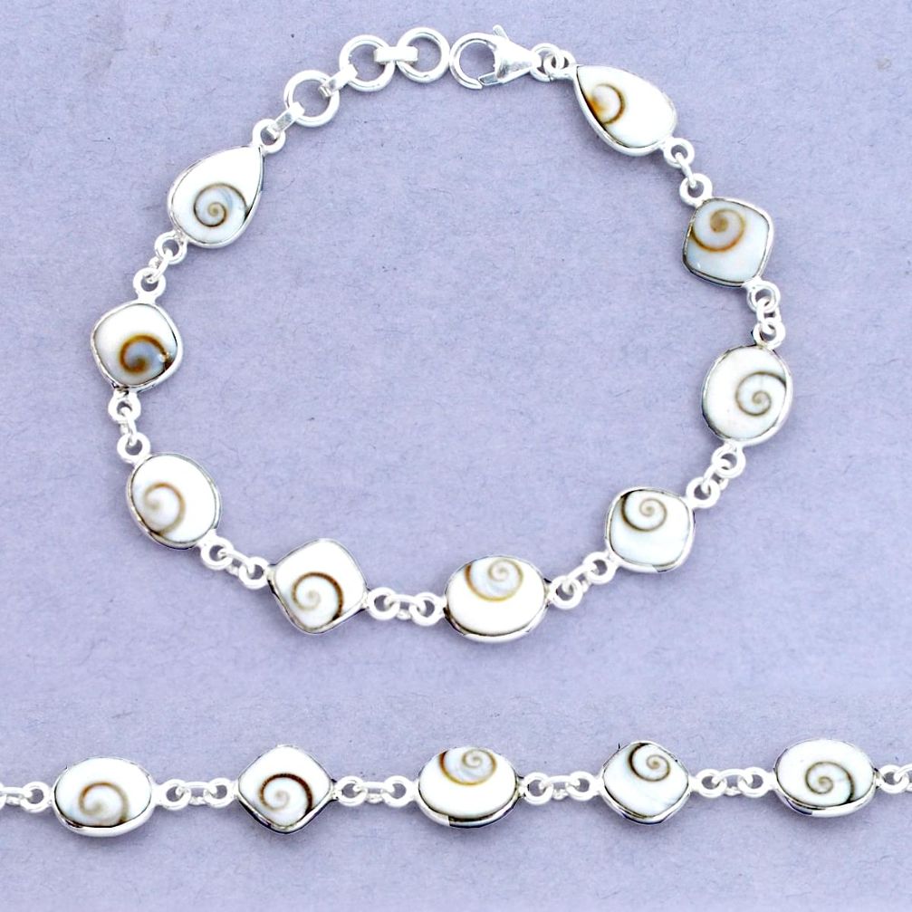 19.93cts natural white shiva eye 925 sterling silver tennis bracelet p22409