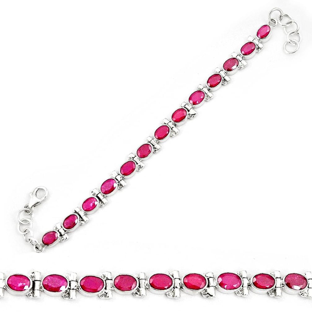 20.80cts natural red ruby 925 sterling silver tennis bracelet jewelry p7382