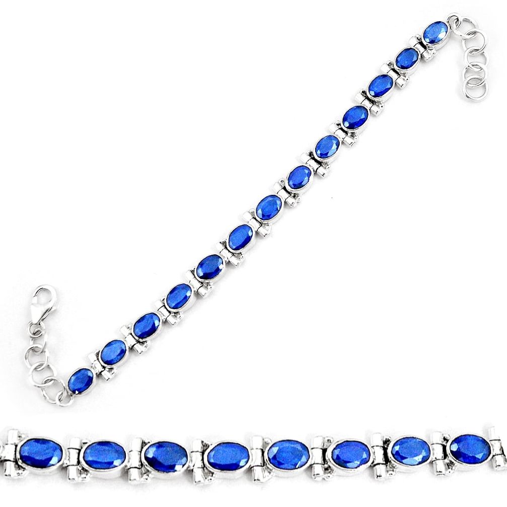21.39cts natural blue sapphire 925 sterling silver tennis bracelet jewelry p7406