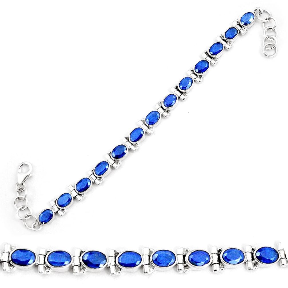 22.34cts natural blue sapphire 925 sterling silver tennis bracelet jewelry p7415