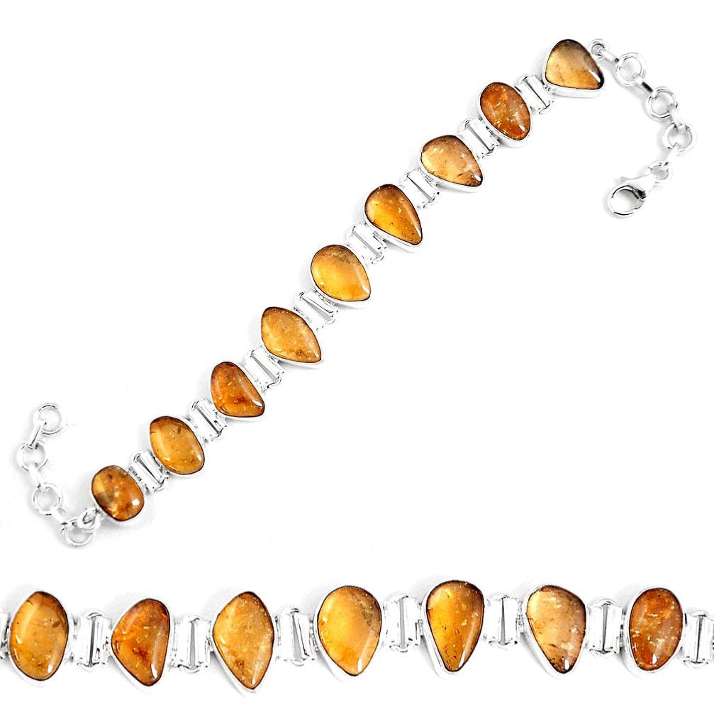 45.75cts natural yellow citrine 925 silver tennis bracelet jewelry p7441