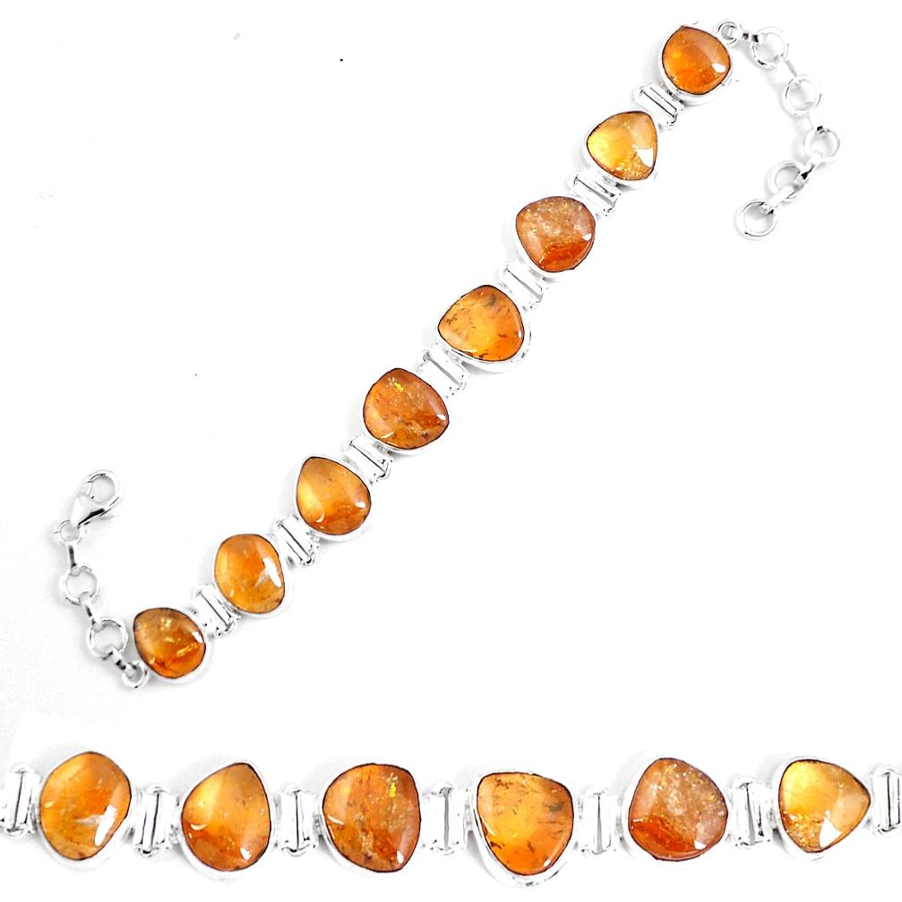925 sterling silver 49.66cts natural yellow citrine tennis bracelet p7444