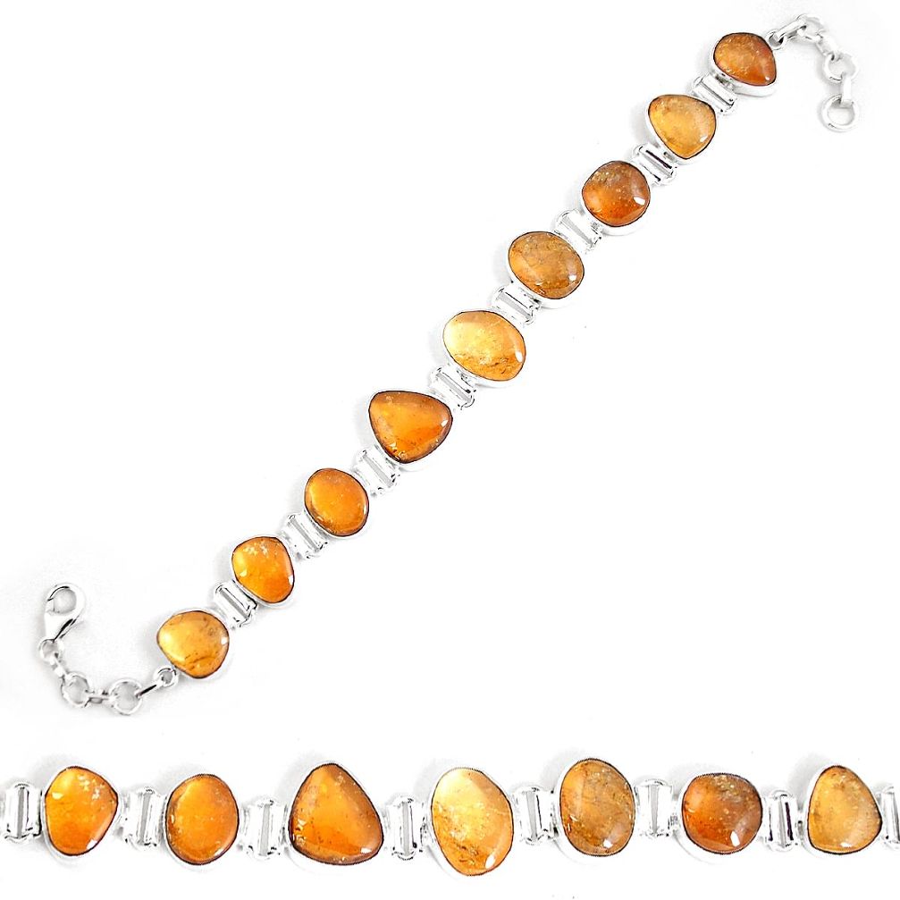 50.35cts natural yellow citrine 925 sterling silver tennis bracelet p7445