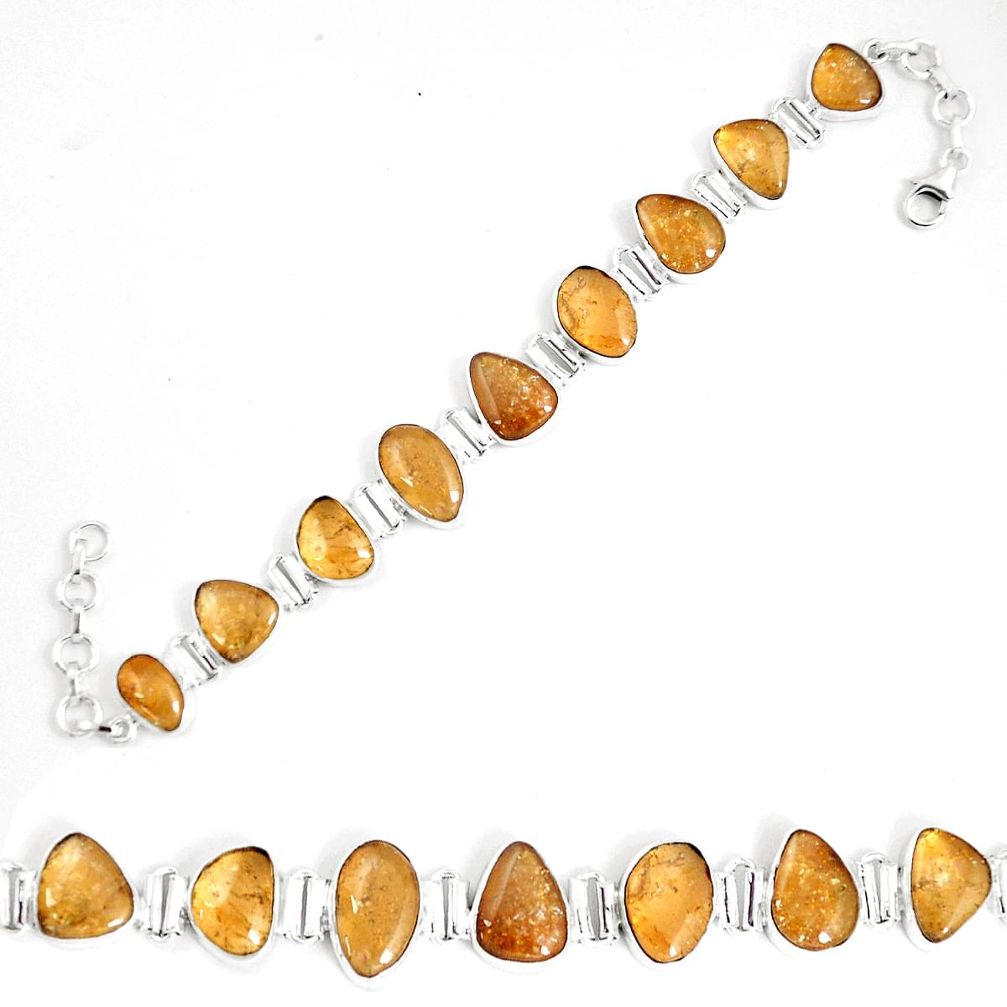 51.91cts natural yellow citrine 925 sterling silver tennis bracelet p7446