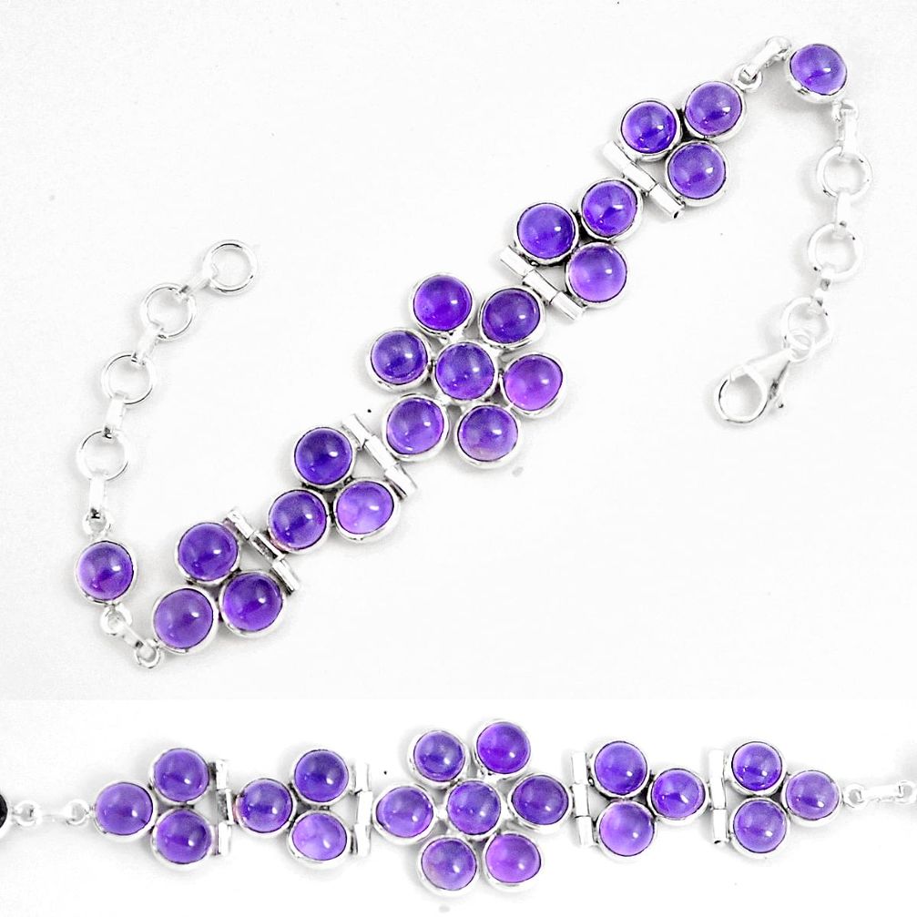 28.70cts natural purple amethyst 925 silver tennis bracelet jewelry p7468