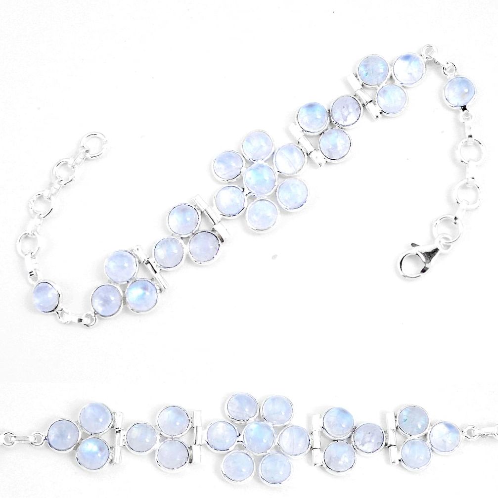 925 sterling silver 29.22cts natural rainbow moonstone tennis bracelet p7474