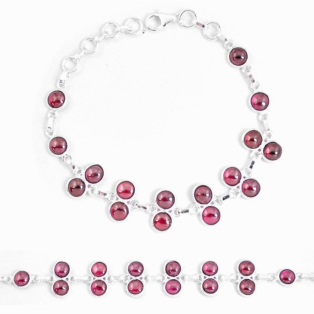 22.75cts natural red garnet 925 sterling silver tennis bracelet jewelry p7482