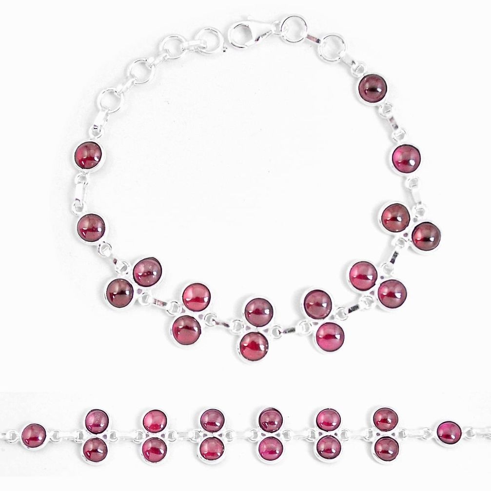 22.68cts natural red garnet 925 sterling silver tennis bracelet jewelry p7483