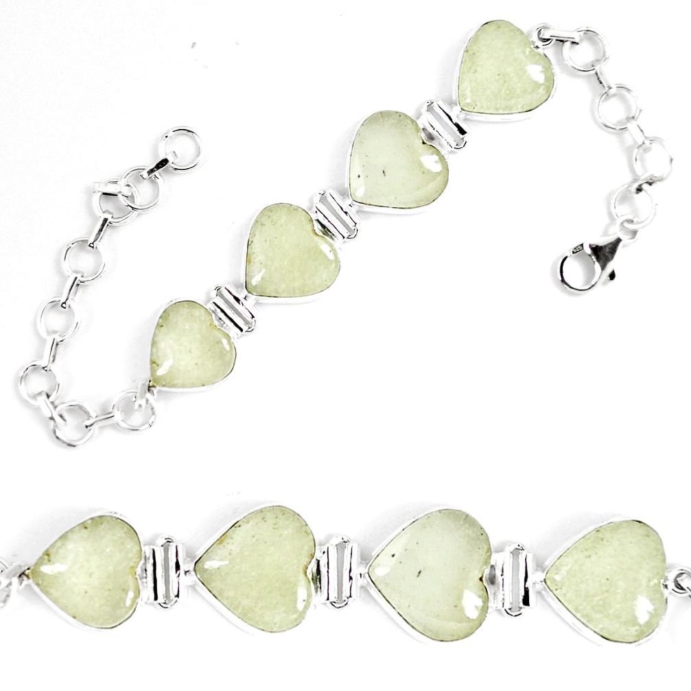 36.23cts natural libyan desert glass (gold tektite) silver tennis bracelet p8491