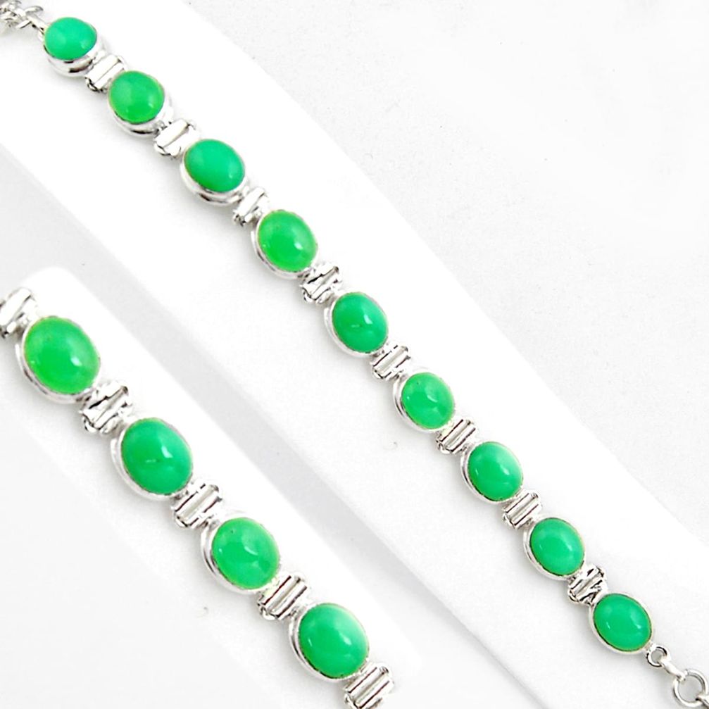 37.43cts natural green chalcedony 925 sterling silver tennis bracelet p86461