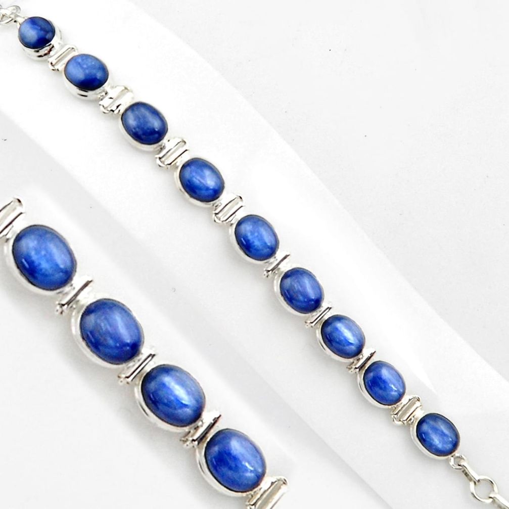 40.73cts natural blue kyanite 925 sterling silver tennis bracelet p86463