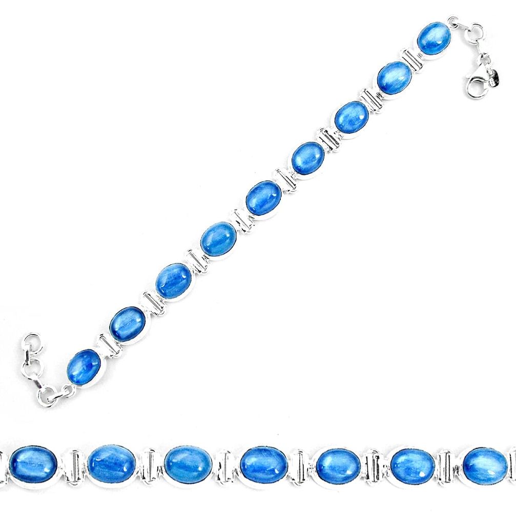 39.48cts natural blue kyanite 925 sterling silver tennis bracelet jewelry p9041