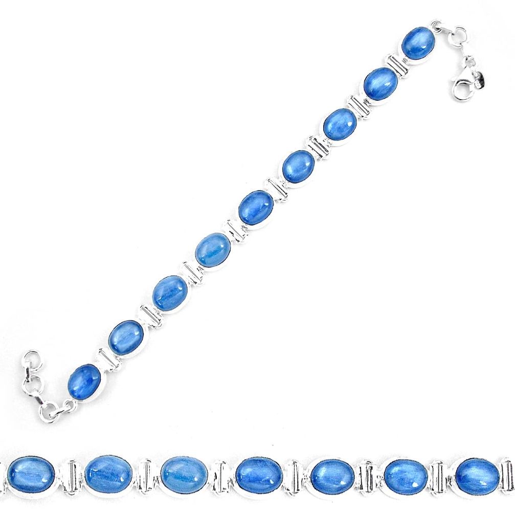 41.06cts natural blue kyanite 925 sterling silver tennis bracelet jewelry p9055