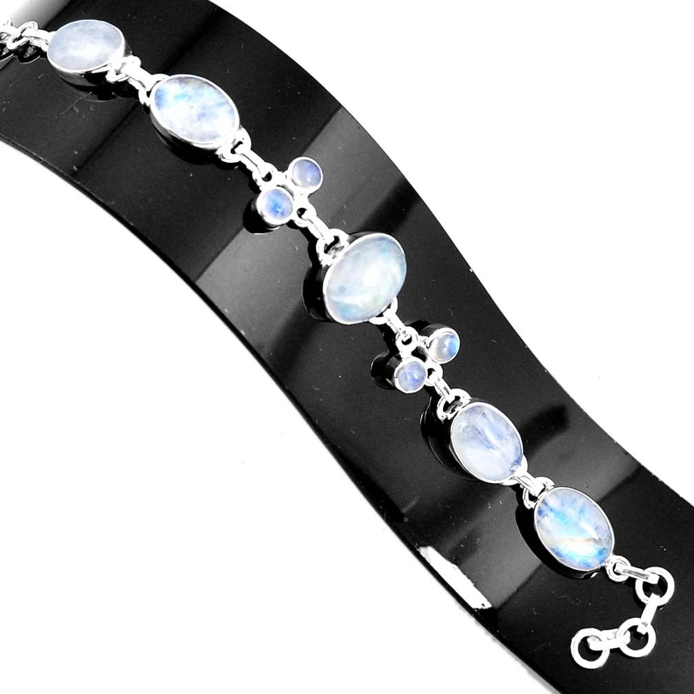 39.36cts natural rainbow moonstone 925 silver tennis bracelet jewelry p94038