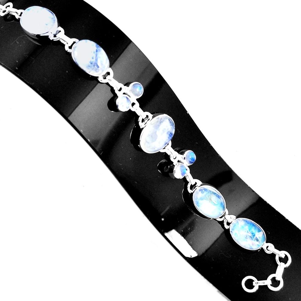 925 silver 39.67cts natural rainbow moonstone tennis bracelet jewelry p94039