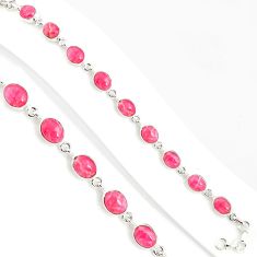 925 silver 28.76cts natural pink rhodochrosite inca rose tennis bracelet p94044