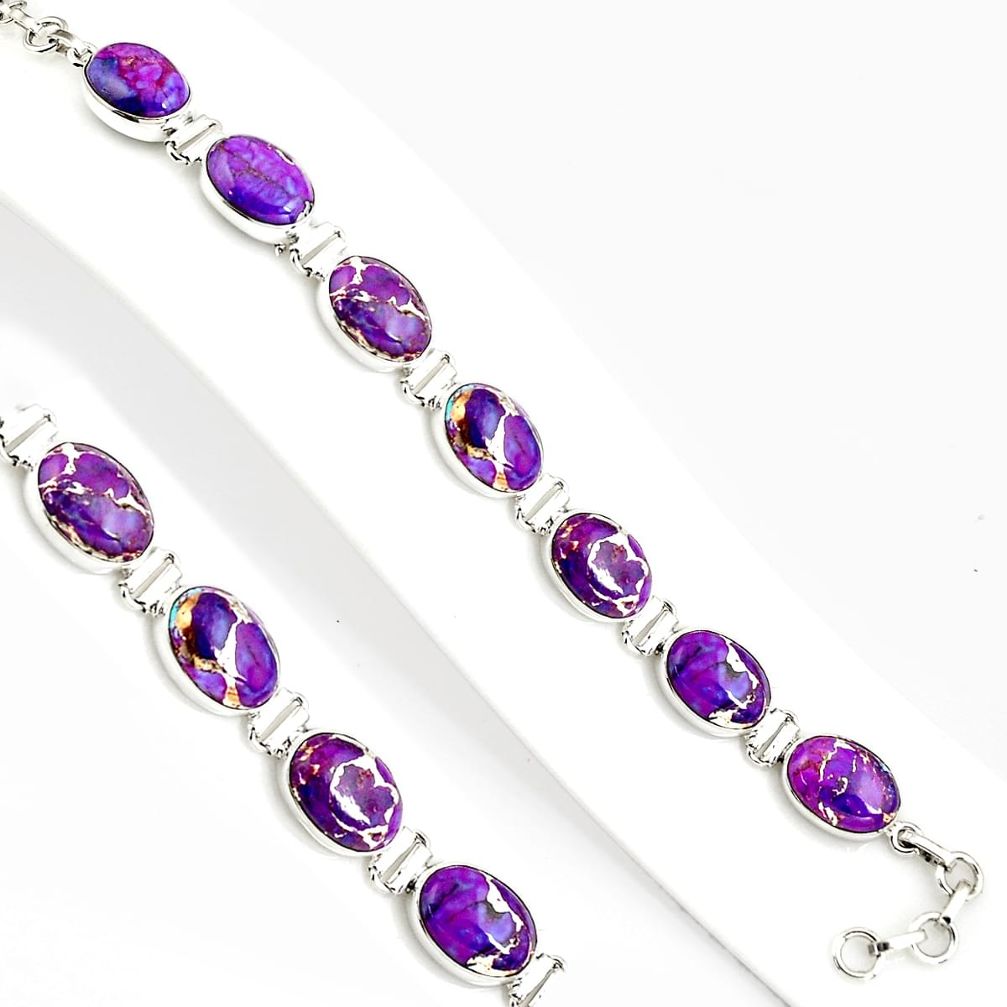 39.70cts purple copper turquoise 925 sterling silver tennis bracelet p94048
