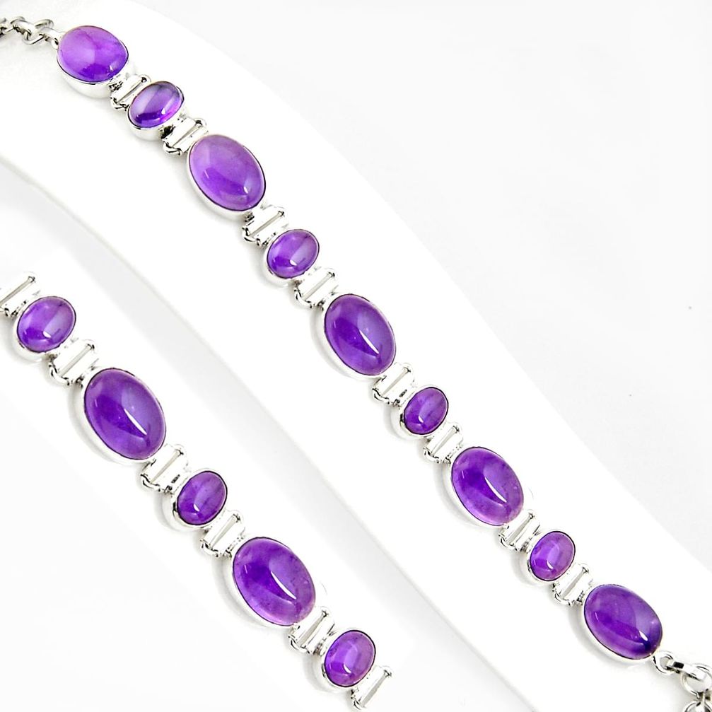 38.91cts natural purple amethyst 925 sterling silver tennis bracelet p94069