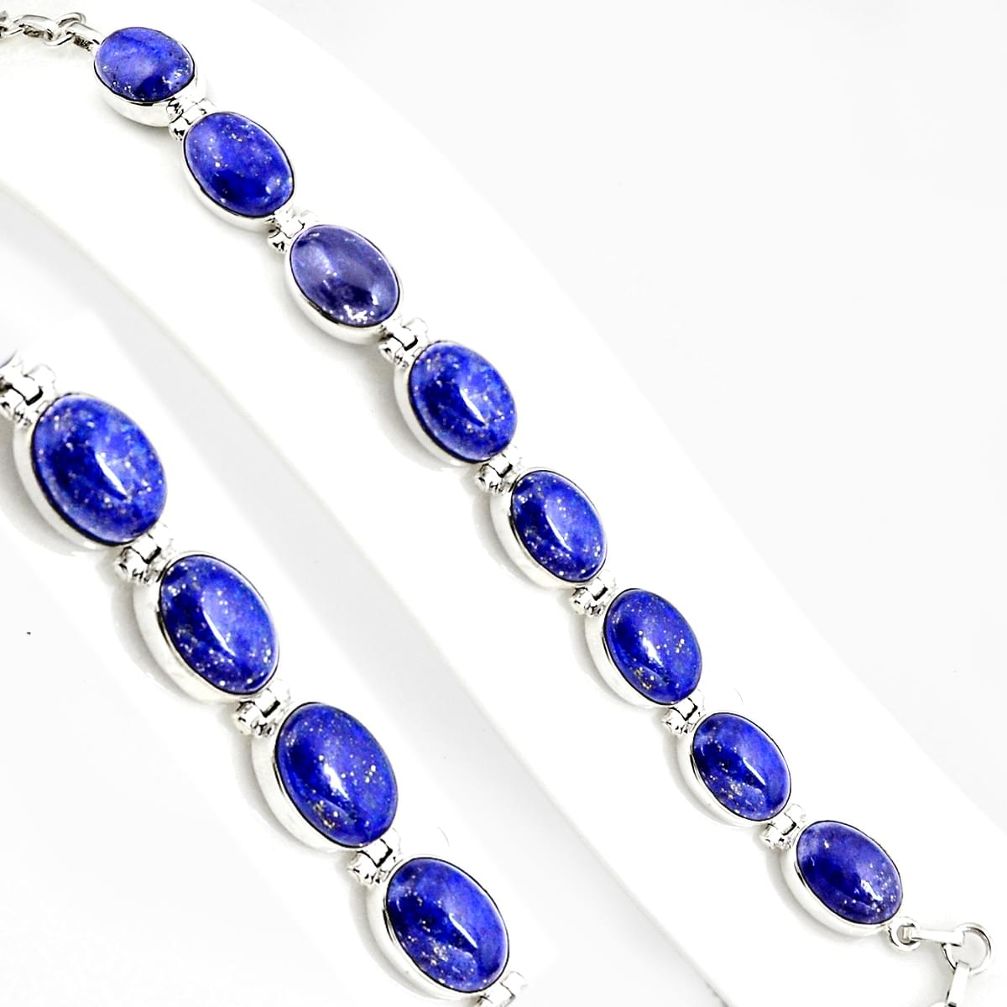 55.82cts natural blue lapis lazuli 925 sterling silver tennis bracelet p94073