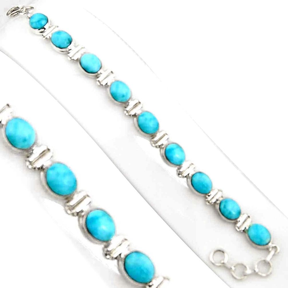 925 sterling silver 39.01cts natural blue larimar tennis bracelet jewelry p94392