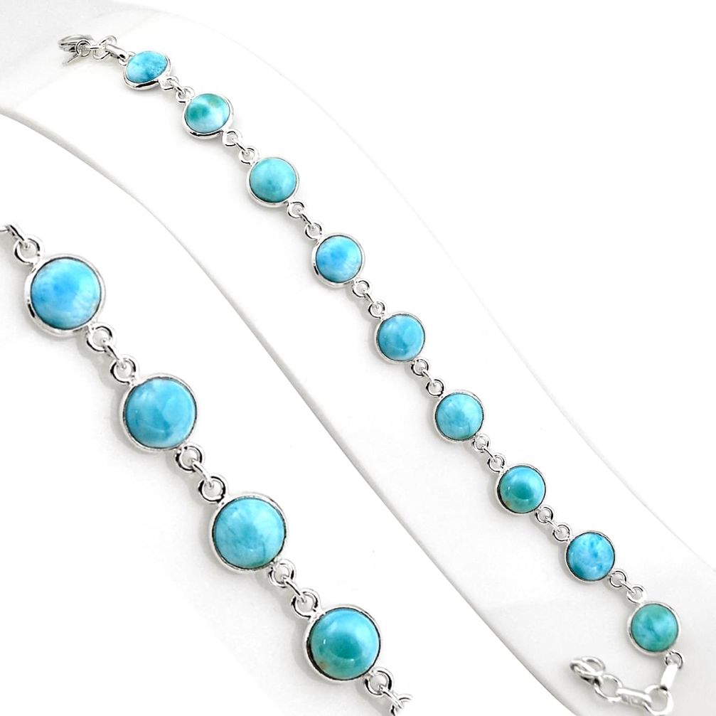 39.10cts natural blue larimar topaz 925 sterling silver necklace jewelry p94559