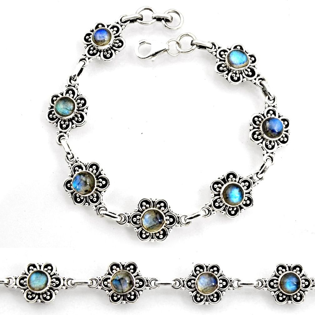 9.41cts tennis natural blue labradorite 925 sterling silver bracelet p96850