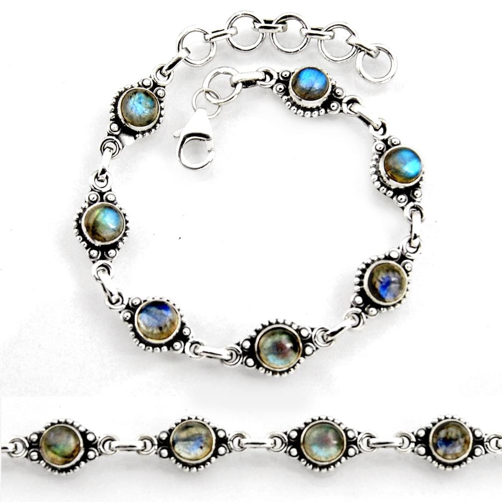 8.71cts tennis natural blue labradorite 925 sterling silver bracelet p96852