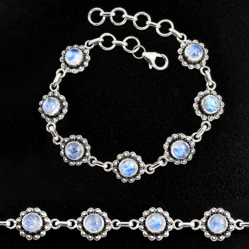 8.74cts natural rainbow moonstone 925 sterling silver tennis bracelet p96861