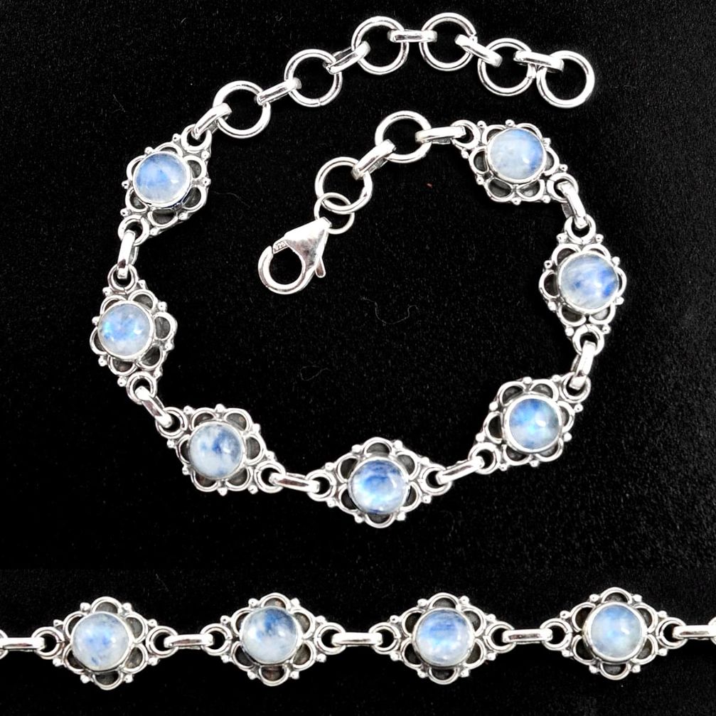 9.78cts natural rainbow moonstone 925 sterling silver tennis bracelet p96876