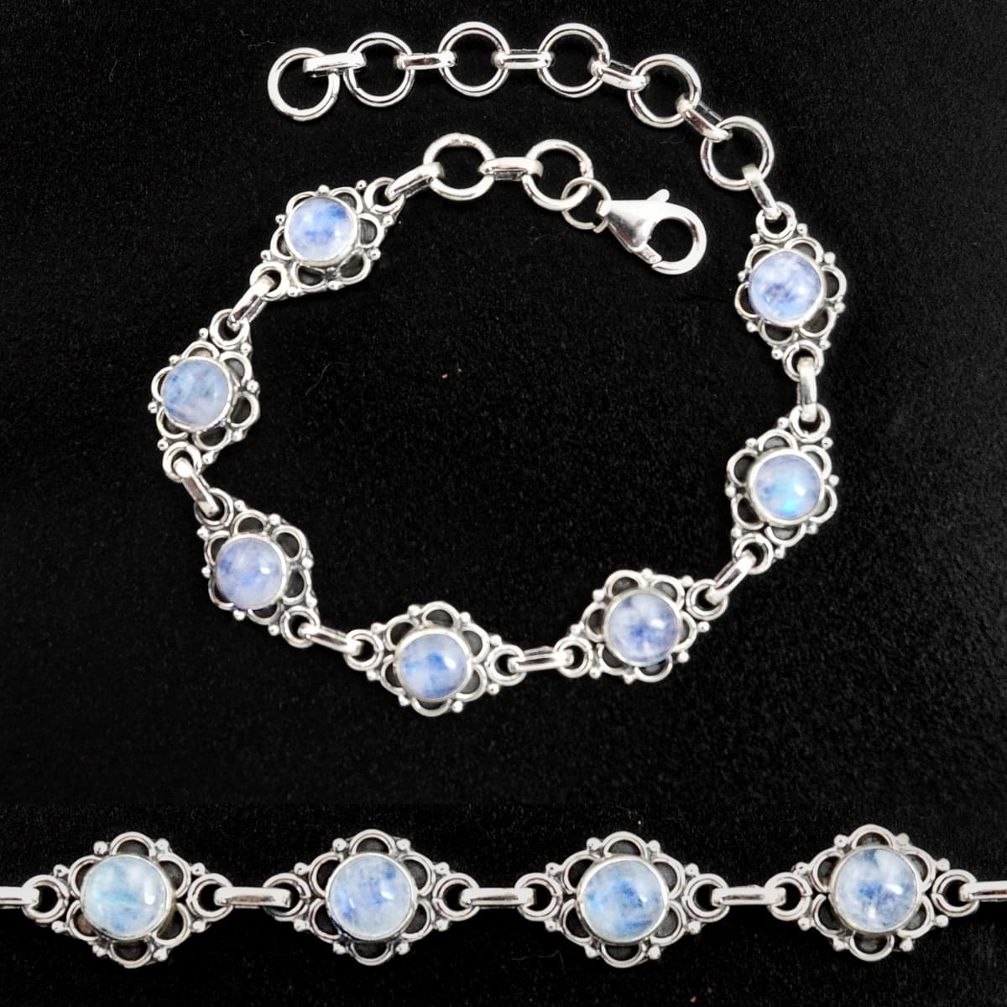 8.71cts natural rainbow moonstone 925 sterling silver tennis bracelet p96879