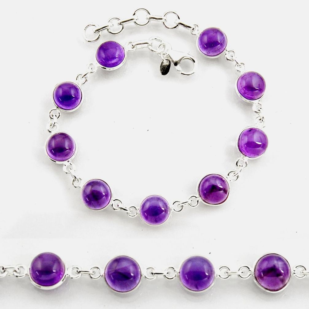 27.13cts tennis natural purple amethyst 925 sterling silver bracelet p96891