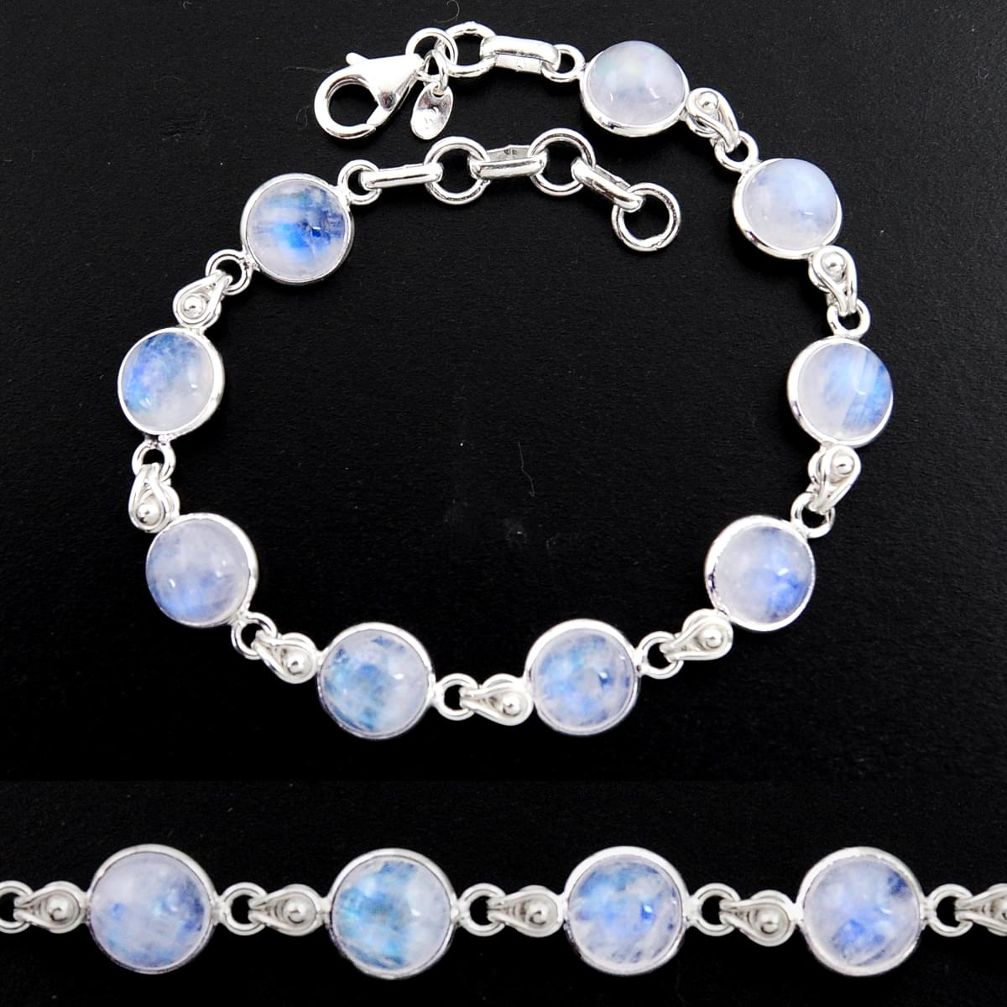 925 sterling silver 29.34cts tennis natural rainbow moonstone bracelet p96899