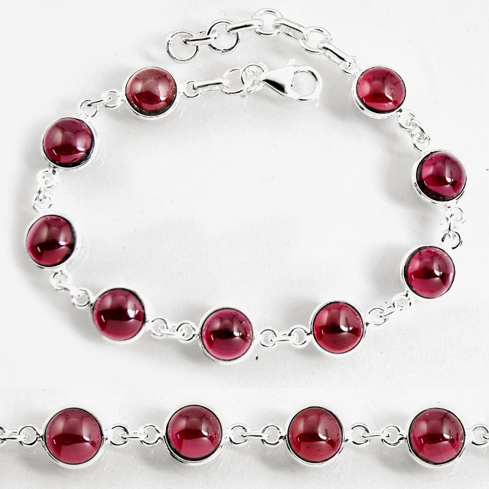 27.13cts natural red garnet 925 sterling silver tennis bracelet jewelry p96901