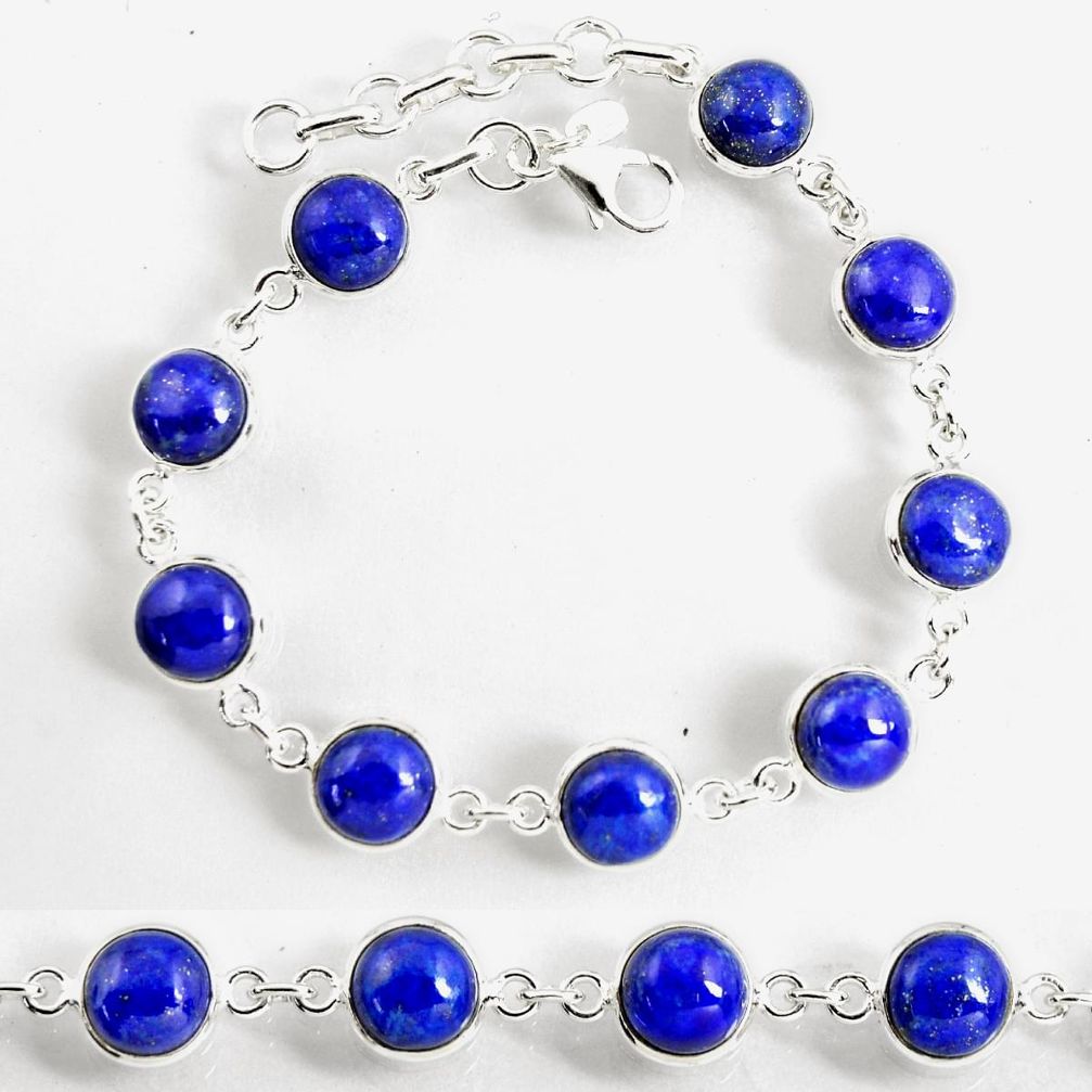 27.10cts natural blue lapis lazuli 925 sterling silver tennis bracelet p96903