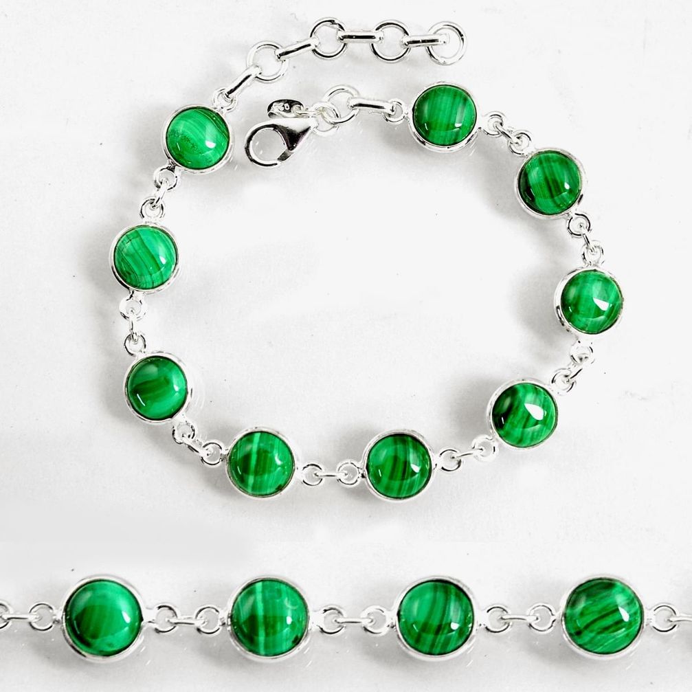 26.52cts natural malachite (pilot's stone) 925 silver tennis bracelet p96915