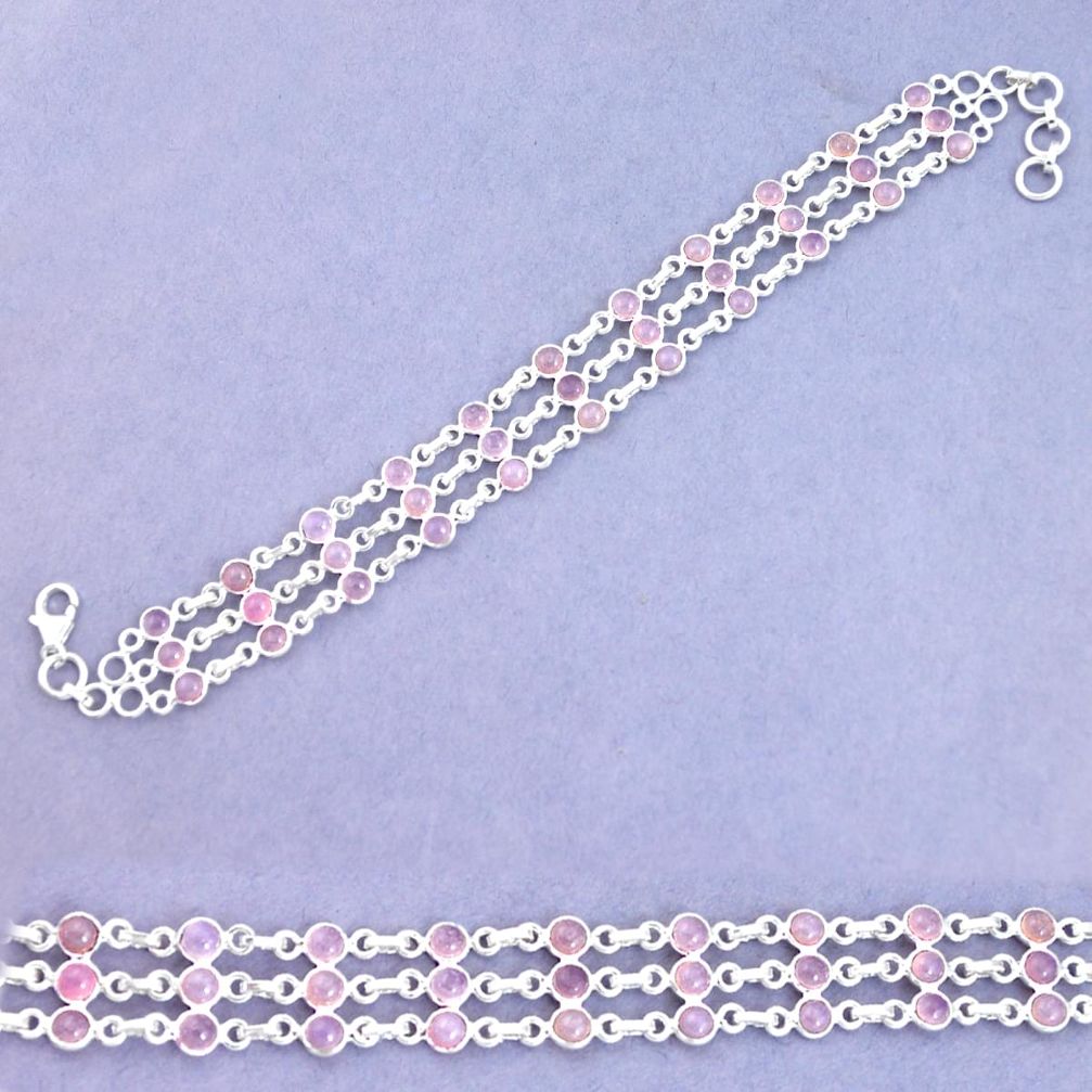 11.58cts natural pink rose quartz 925 sterling silver tennis bracelet p9925