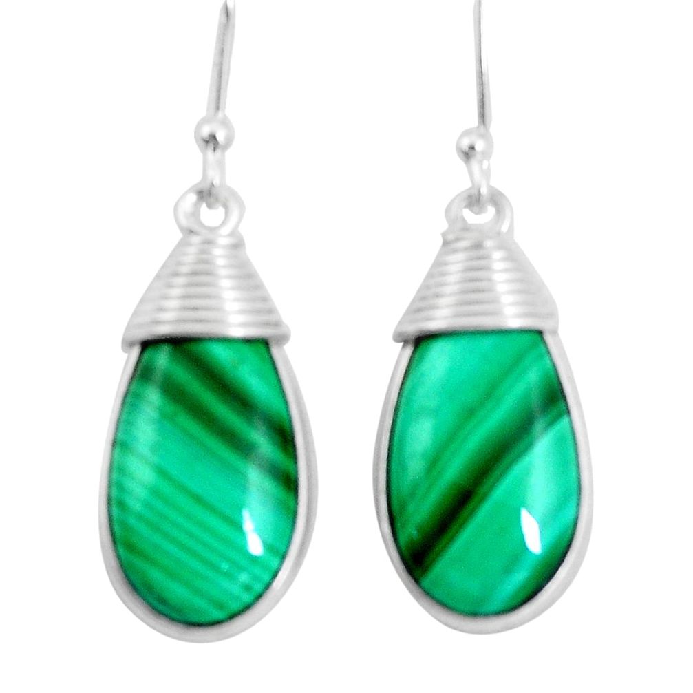 925 silver 22.81cts natural green malachite (pilot's stone) earrings p10604