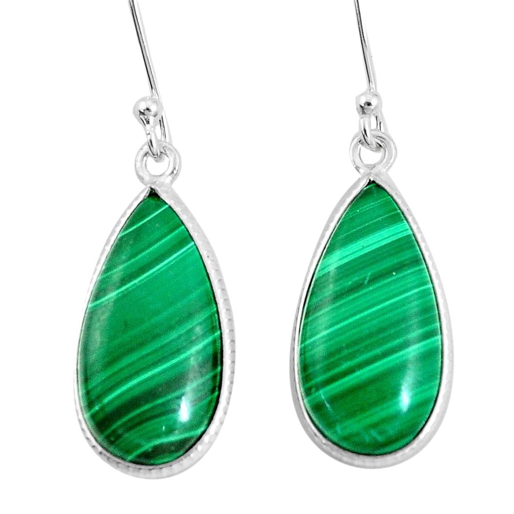 19.09cts natural green malachite (pilot's stone) 925 silver earrings p10605