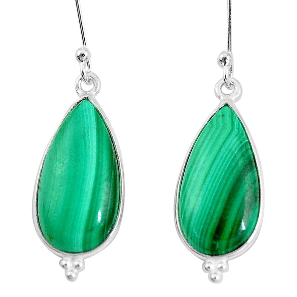 925 silver 19.09cts natural green malachite (pilot's stone) earrings p10612