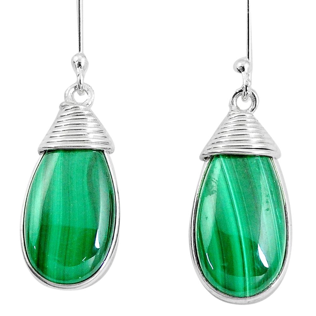 24.49cts natural green malachite (pilot's stone) 925 silver earrings p10618