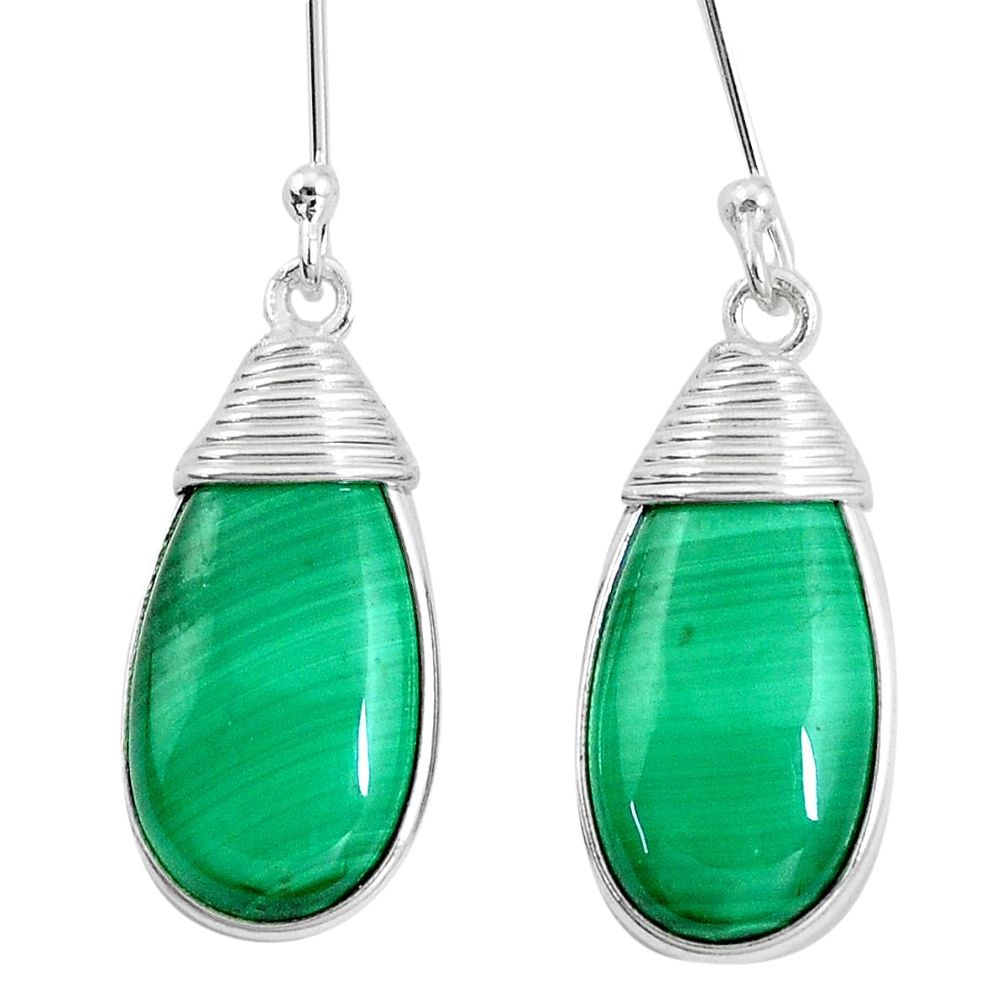 925 silver 22.14cts natural green malachite (pilot's stone) earrings p10619