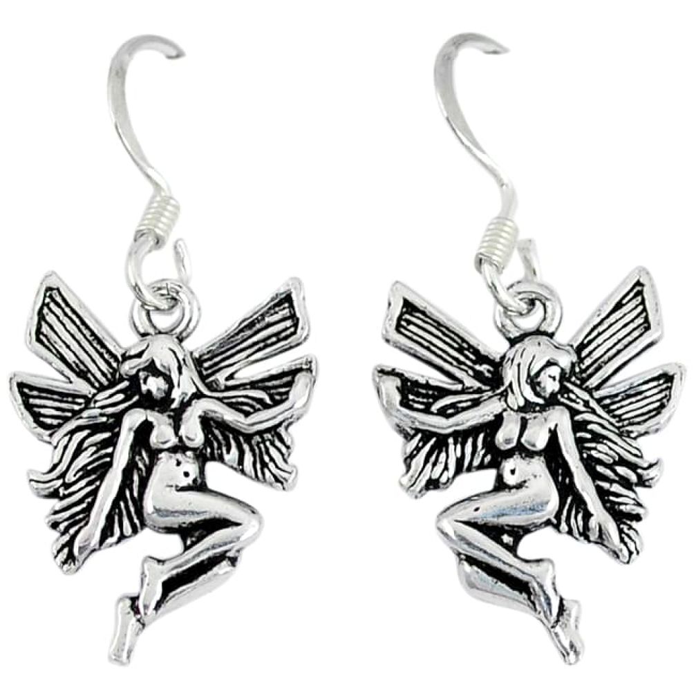 4.75gms indonesian bali style solid 925 silver angel wings fairy earrings p1133