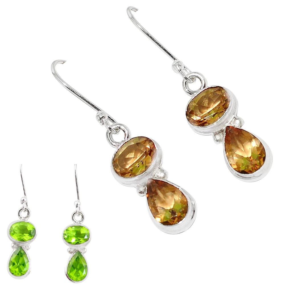 9.98cts green alexandrite (lab) 925 sterling silver earrings jewelry p11391