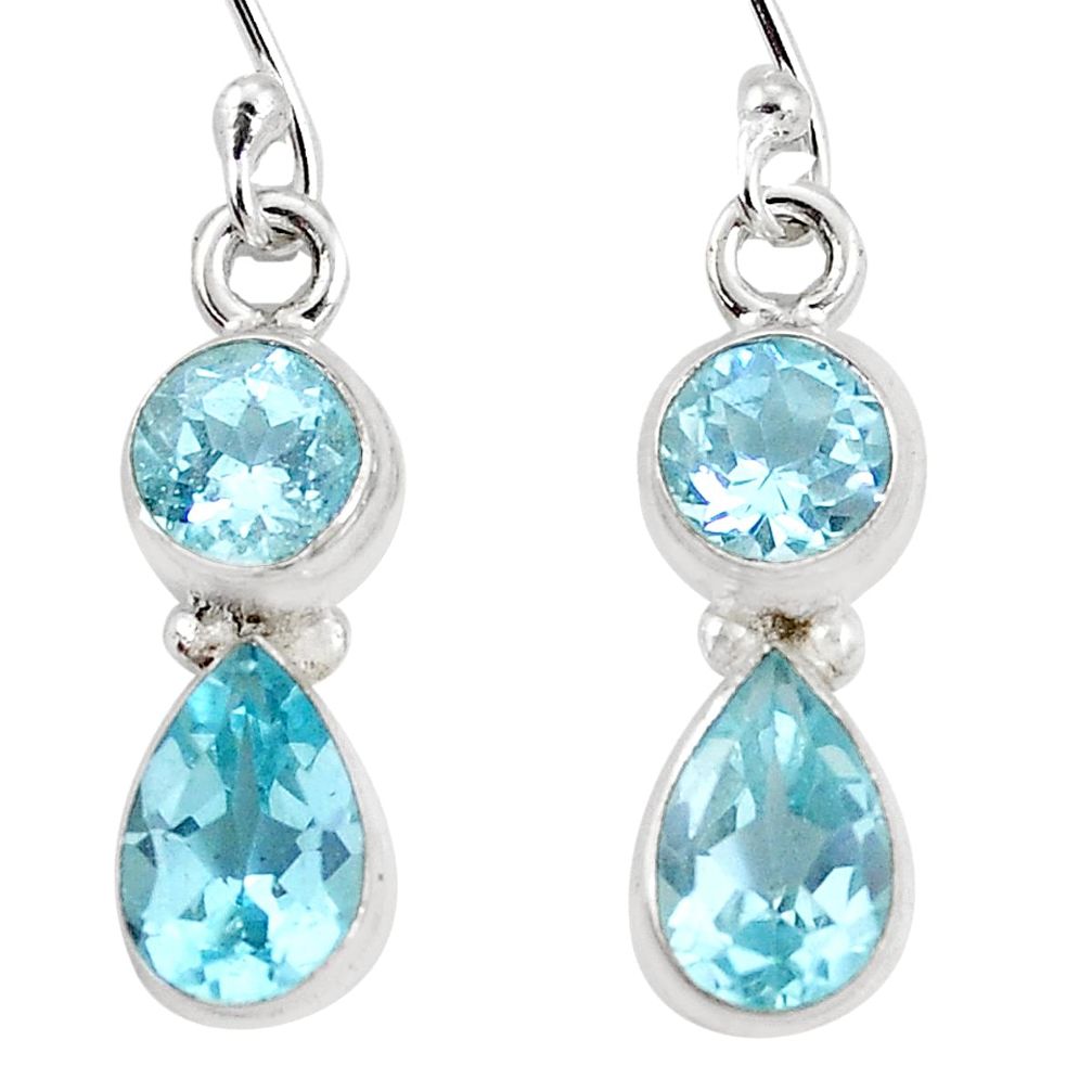 7.67cts natural blue topaz 925 sterling silver earrings jewelry p11401