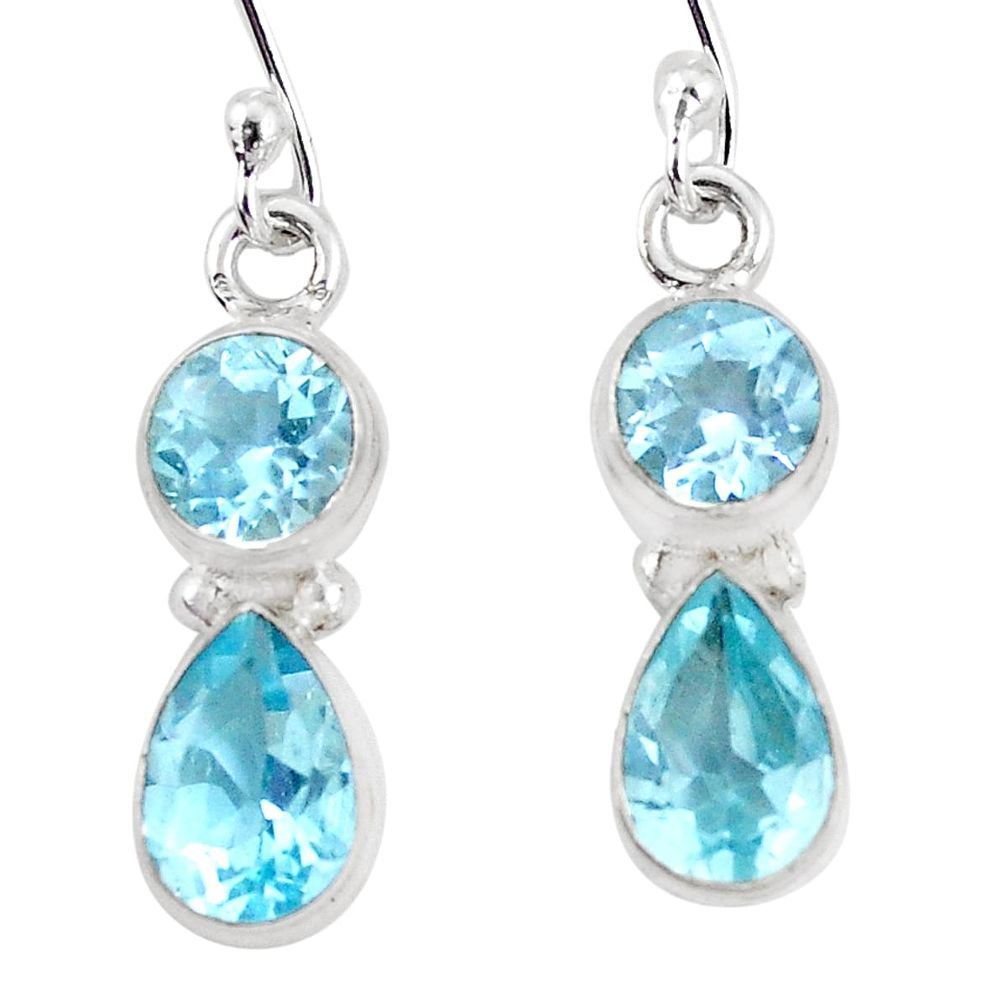 7.69cts natural blue topaz 925 sterling silver earrings jewelry p11402