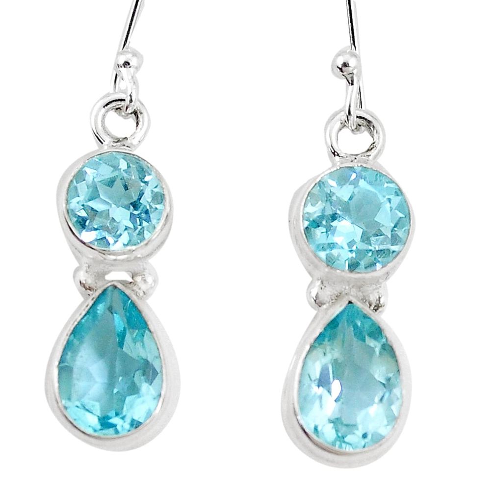 925 sterling silver 9.05cts natural blue topaz earrings jewelry p11407