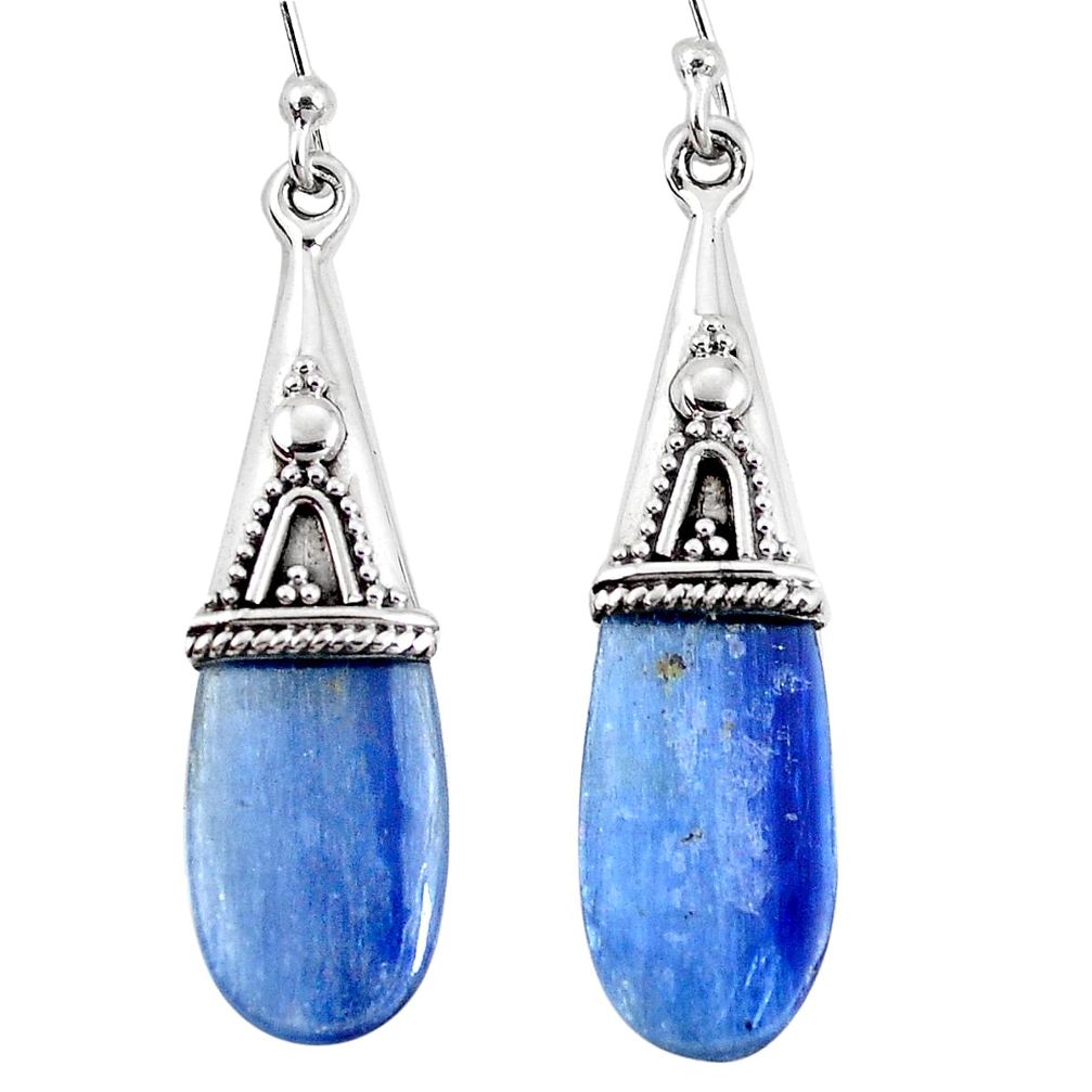14.22cts natural blue kyanite 925 sterling silver earrings jewelry p11442