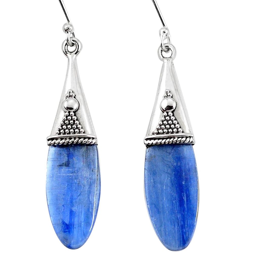 14.79cts natural blue kyanite 925 sterling silver earrings jewelry p11455