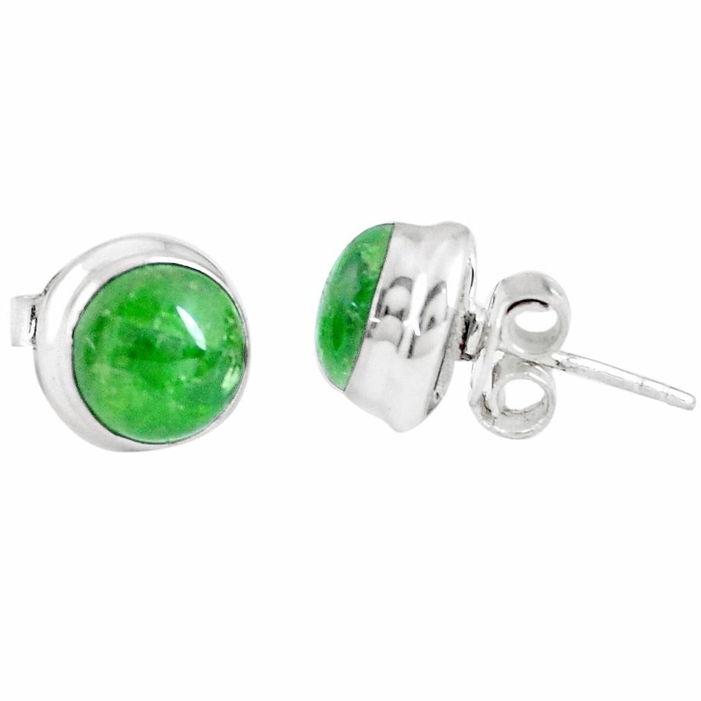 6.70cts natural green chrome diopside 925 sterling silver stud earrings p11461
