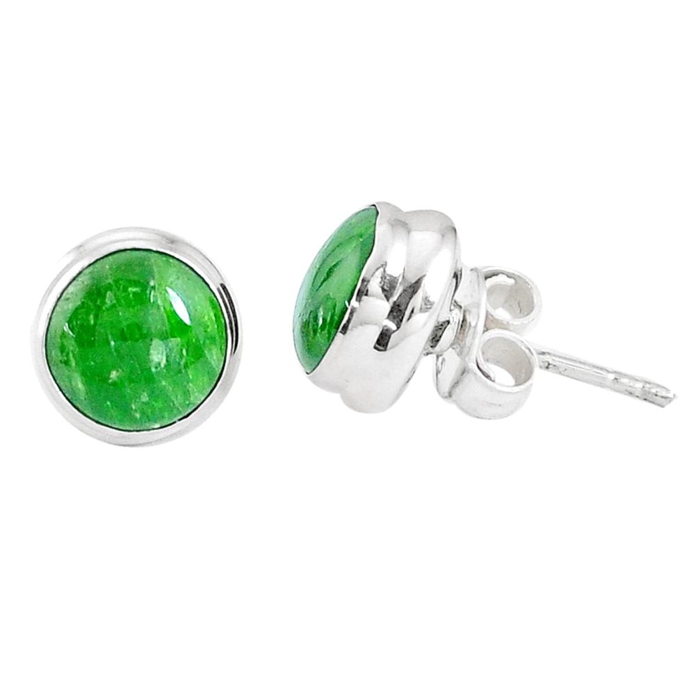 6.39cts natural green chrome diopside 925 sterling silver stud earrings p11462